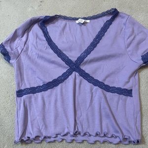 Womens NWOT purple laced shirt